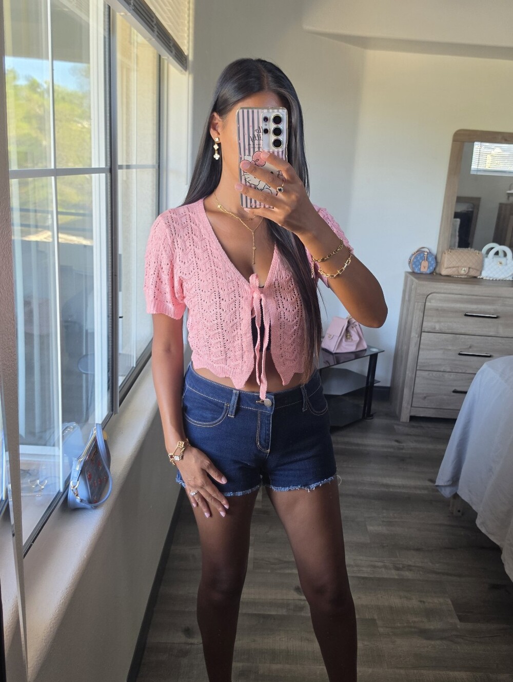 Dark Blue Denim Cutoff Shorts Stretchy